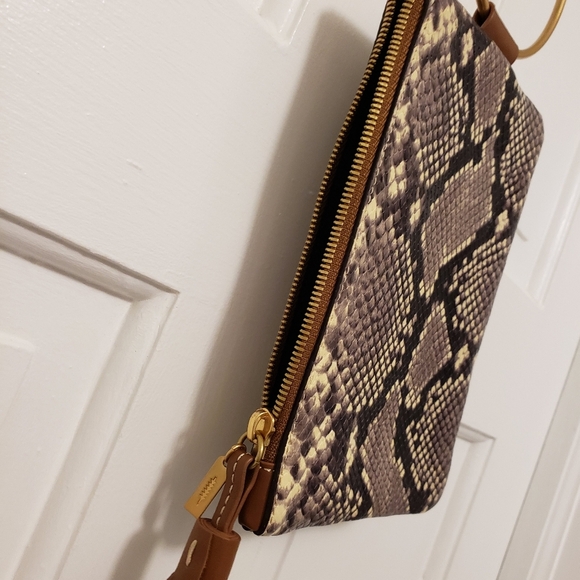 EC Thacker "Nolita" Clutch Python Print Zip Close Brown/Beige - Picture 12 of 13